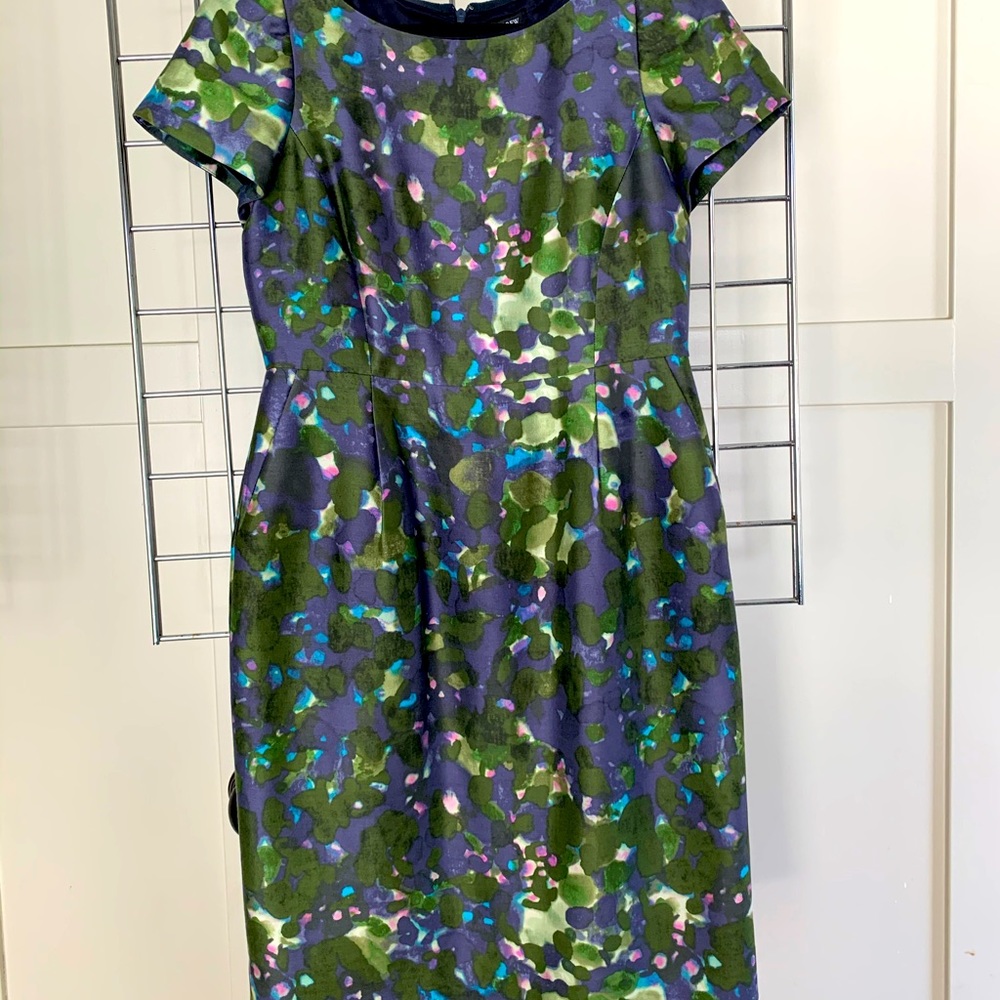 J Crew Watercolor Print cap Sleeve Dress
